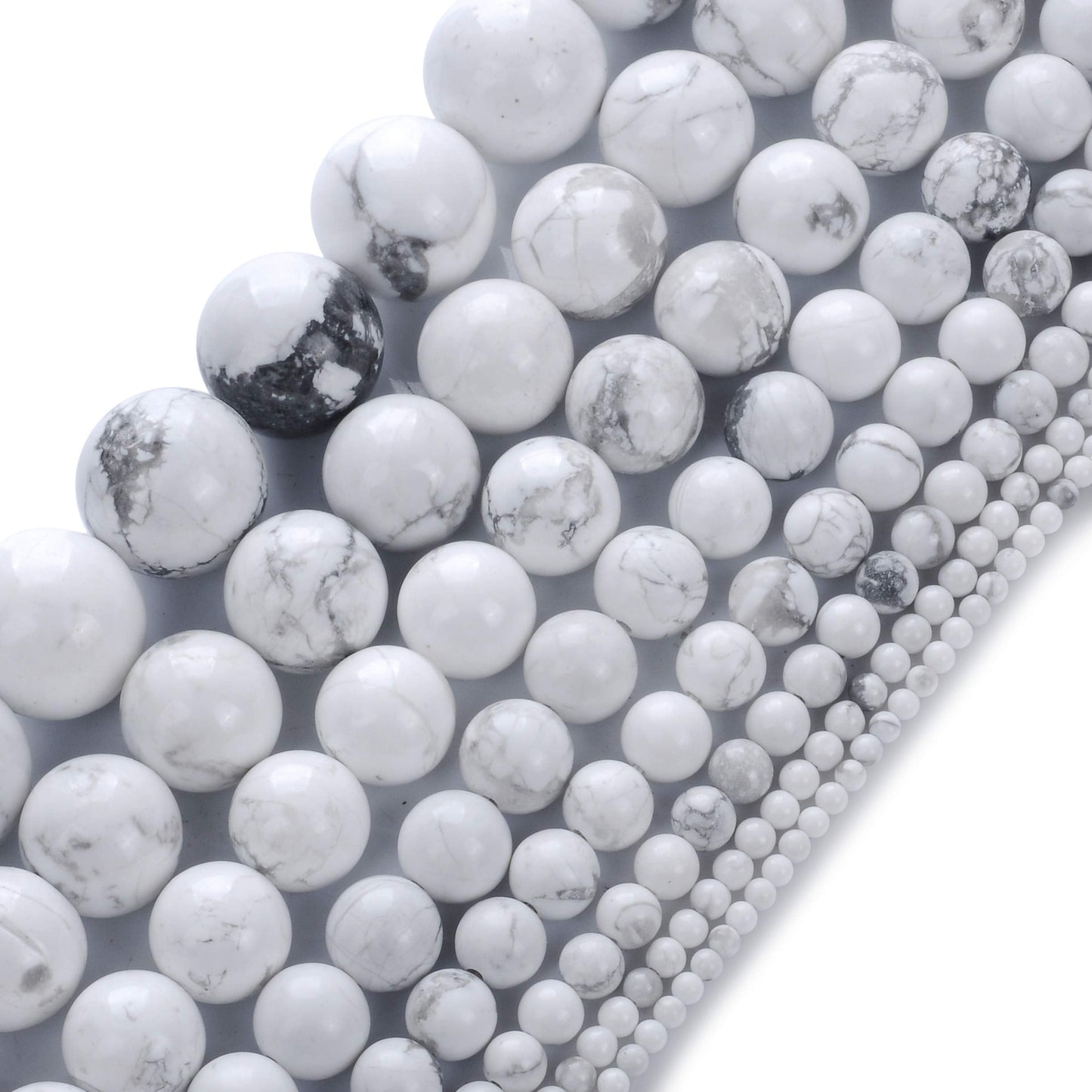 Natural Stone Beads 12mm White Howlite Gemstone Round Loose Beads Crystal Energy Stone Healing Power for Jewelry Making DIY,1 Strand 15"