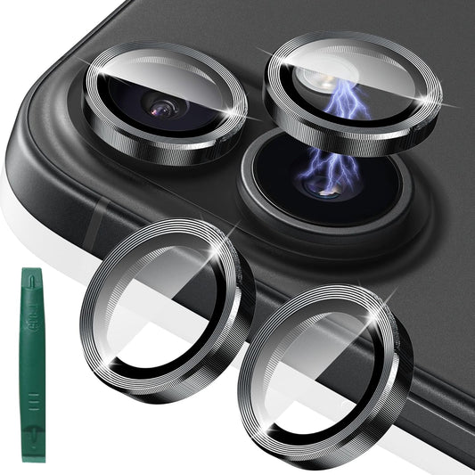2X2 Pack 16 /16,Camera Alloy Metal Camera Lens Protector Compatible for iPhone Plus Cover Ring Tempered Glass
