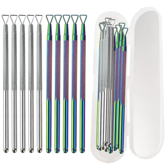 10Pcs Dual-Ended Nail Cuticle Pusher & Gel Polish Remover, Metal Nail Scraper Tool with Triangle Head, Professional Manicure Tool for Gel Removal, Cuticle Cleaning & Salon DIY Manicure