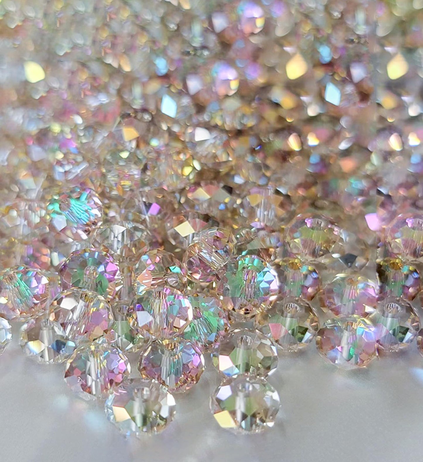 Laopottbeads 500Pcs 6mm Crystal Glass Beads for Jewelry Making Beads for Bracelets Necklace Pendants Making Supplies(Silver Champagne)