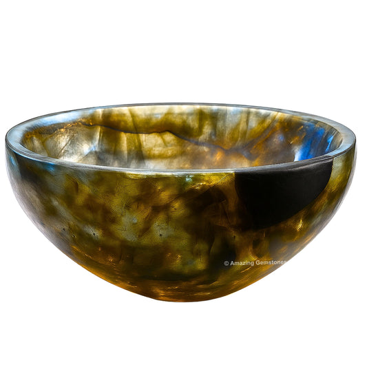 Labradorite Crystal Bowl - 2 Inch Decorative Bowls for Room and Home Decor - Gemstone Healing Crystals for Elegant Display, Positive Energy Balance and Gift