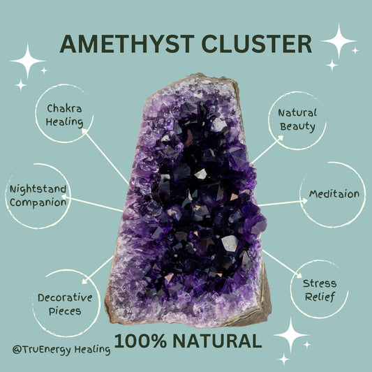 TRUENERGY Natural Amethyst Cluster Quartz Crystal – 1.5 To 2.0 lbs Grade A+ Raw Dark Purple Geode Stone from Uruguay – Home Decoration, Meditation Healing, and Positive Energy (1.5-2 lbs)