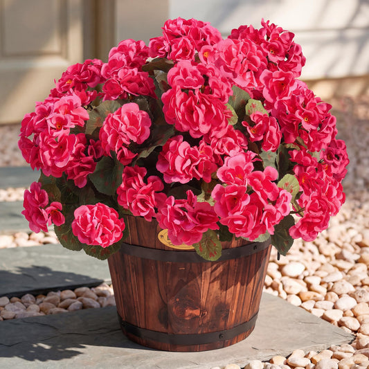 Apexion Artificial Geranium Flowers for Outdoors, 6 pcs Silk Geraniums Fake Flowers UV Resistant Faux Plants for Front Door Garden Porch Planter Decoration (Hotpink)