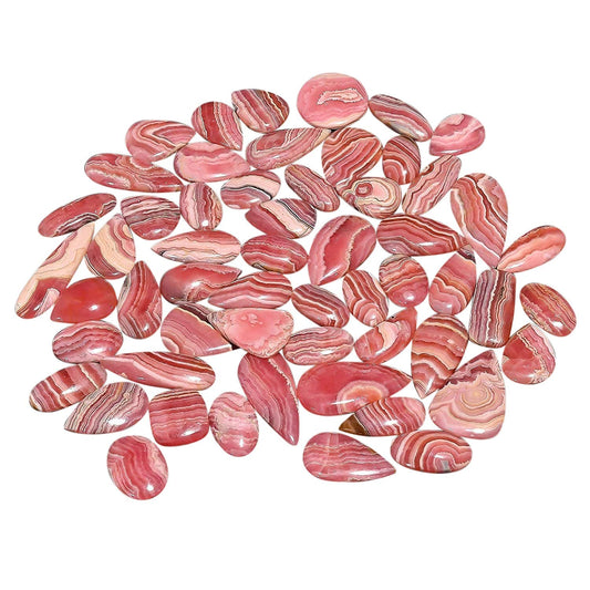 Gemkora Natural Pink Rhodochrosite Cabochon Gemstones Wholesale Lot Jewelry Making, Loose Crystals Supply, Healing Stones, Mix Pack, Crystals, Bulk Deal, Stones, 18 to 25mm (3 to 4pcs)