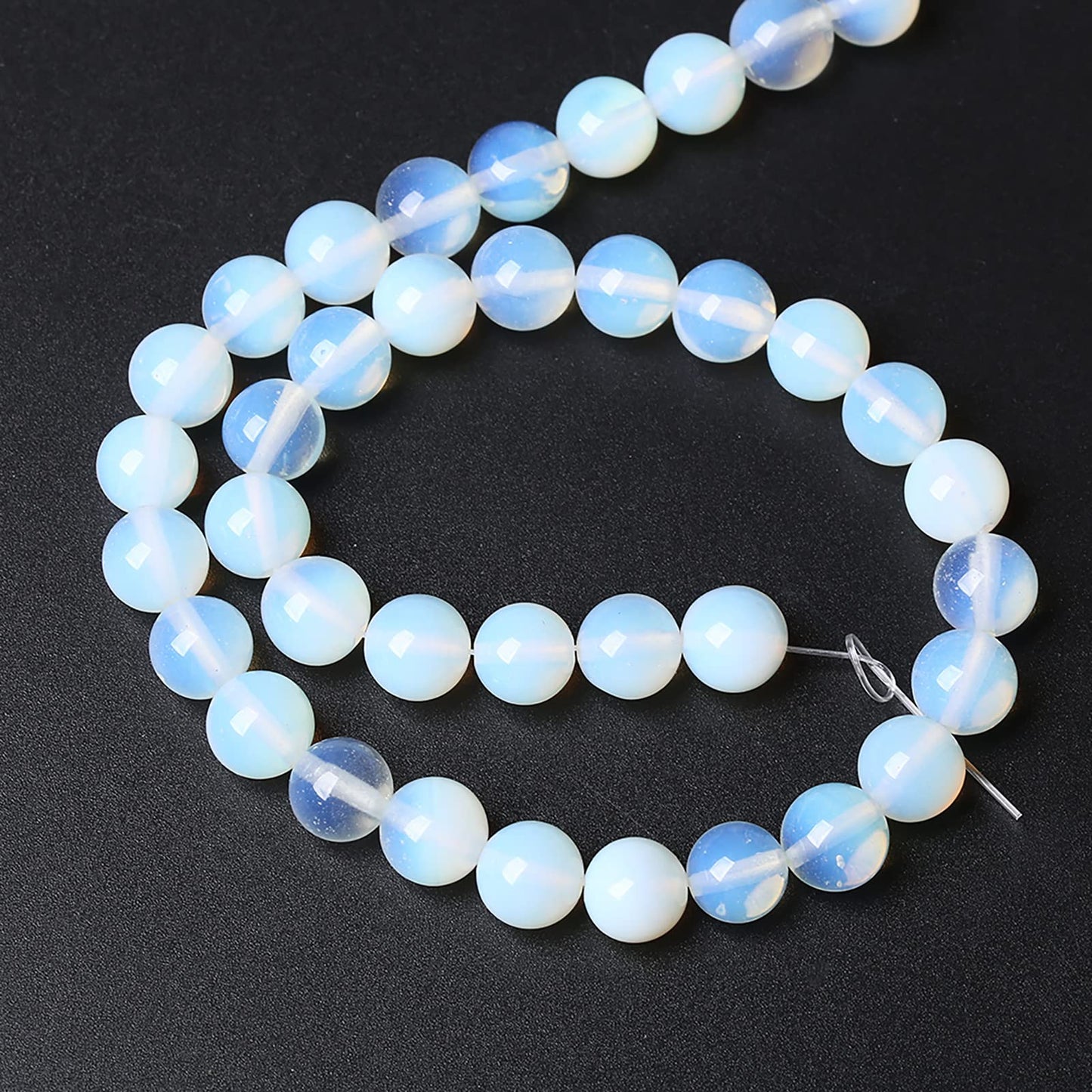 10MM 37PCS Natural Stone White Opal Quartz Loose Crystal Beads for Jewelry Making DIY Bracelet 1 Strand