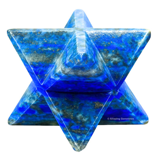 Amazing Gemstone Lapis Lazuli Merkaba Crystal - 1.5 Inches Metaphysical Merkaba Star for Meditation - Energetic Tetrahedron Crystal and Healing Stones for Spiritual Growth and Healing (35-40mm)