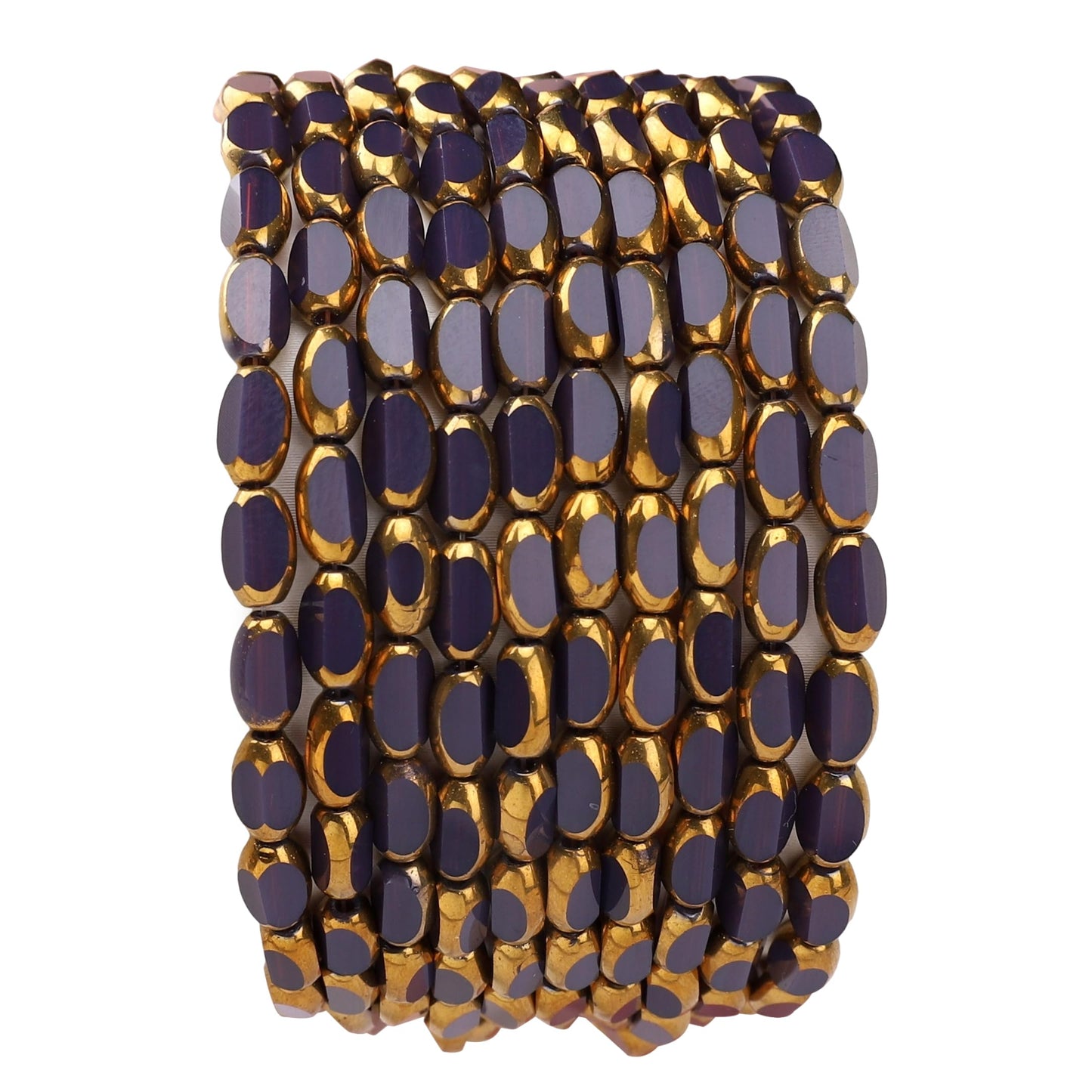 DADIFEN Glass Rice Beads Purple 4x6mm 50pcs Faceted Oval Golden Edge Crystal Loose Beads for DIY Craft Jewelry Making
