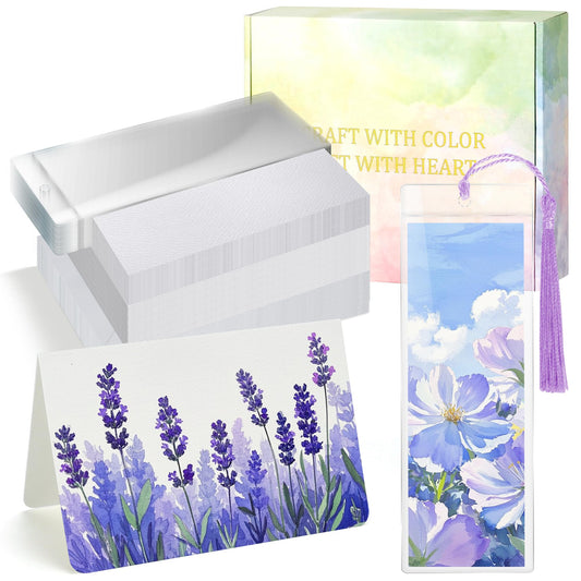 152 PCS Blank Watercolor Cards & Bookmarks Kit, 140lb/300gsm Cotton Paper, 30 Sets 4"x6" Cards with Envelopes, 30 Bookmark Sets with Sleeves, Tassels & Stickers for DIY Greeting Card & Craft Projects