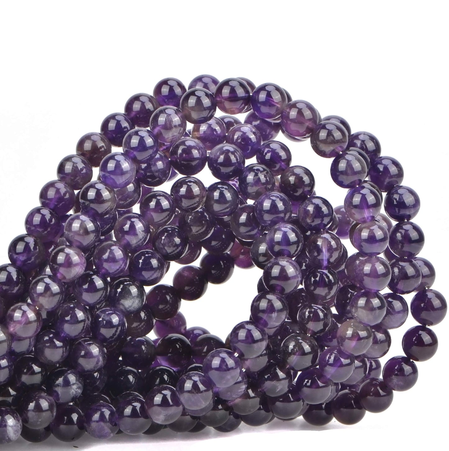 80Pcs Natural Crystal Beads Stone Gemstone Round Loose Energy Healing Beads with Free Crystal Stretch Cord for Jewelry Making (Amethyst, 10mm)