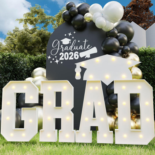 Graduation Decorations 2026, 2.3FT GRAD Marquee Letters for Graduation Party Decorations, GRAD Light Up Letters Kindergarten Graduation for Preschool High School College, GRAD, 4 Pcs