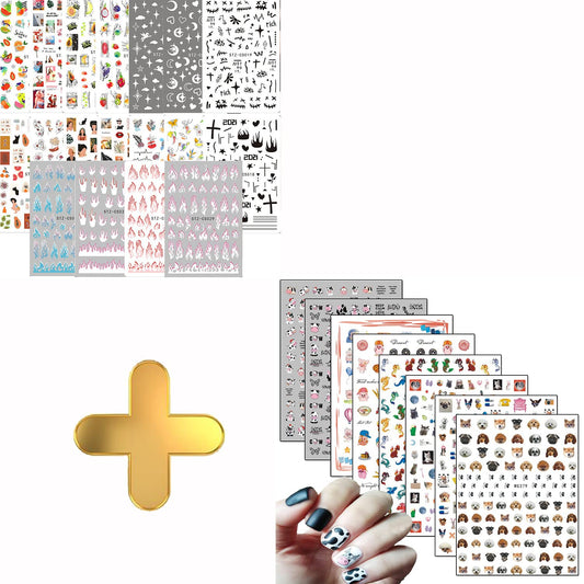 18 Sheets Colorful Nail Art Stickers with 8 Sheets Animal Nail Art Stickers