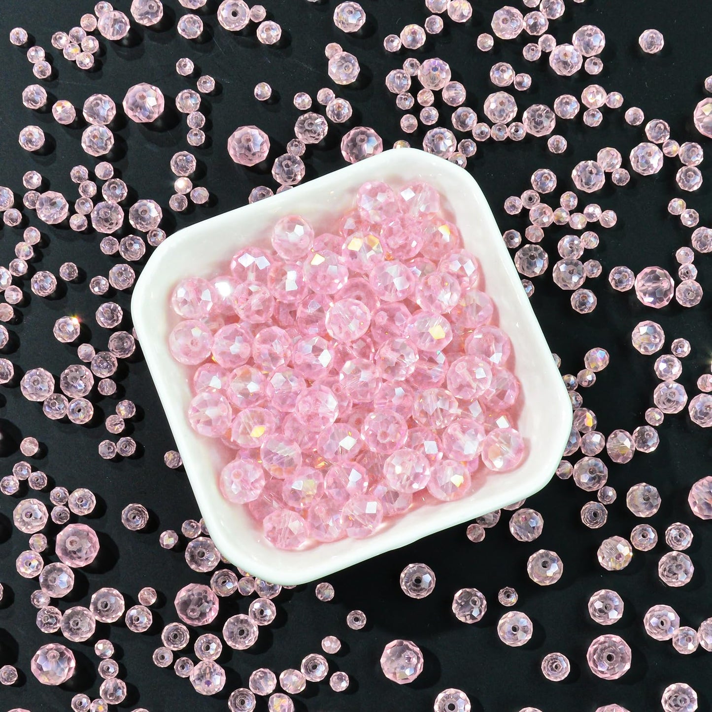 Laopottbeads 500Pcs 6mm Crystal Glass Beads for Jewelry Making Beads for Bracelets Necklace Pendants Making Supplies(Pink)