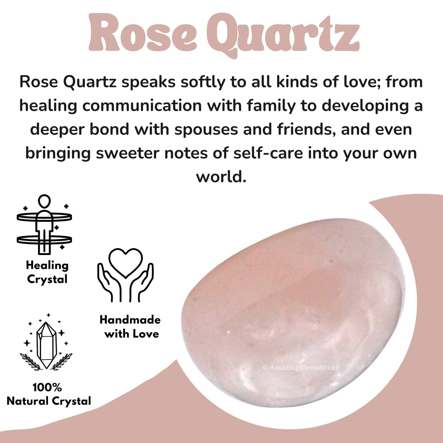Amazing Gemstone Rose Quartz Crystals and Healing Stones Tumbled - 1 oz Rose Quartz Stone Gem Stones, Natural Healing Stones for Energy Balance, Stress Relief - Premium Polished Gems Rocks
