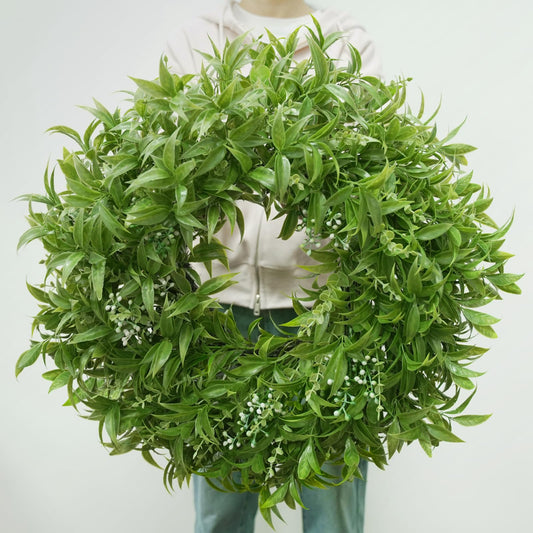 JDKPK 26 Inch Large Boxwoods Wreaths for Front Door Artificial Green Eucalyptus Leaves Greenery Indoor Outdoor Wreath Home Decor Porch Window Wall Farmhouse Door Decorations Spring Summer All Season
