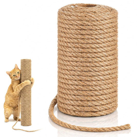 AOZUO Natural Jute Rope, 1/2 Inch x 100 Ft Twisted Thick Twine Rope Strong and Durable Jute String Roll for Crafts Landscaping Gardening Home Decor DIY Projects