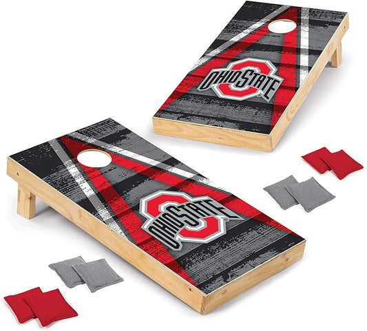 Wild Sports NCAA College 2' x 4' Wood Direct Print Tournament Cornhole Set, 8 Bean Bags, Vintage Triange Design - Tailgate, Outdoor, Backyard