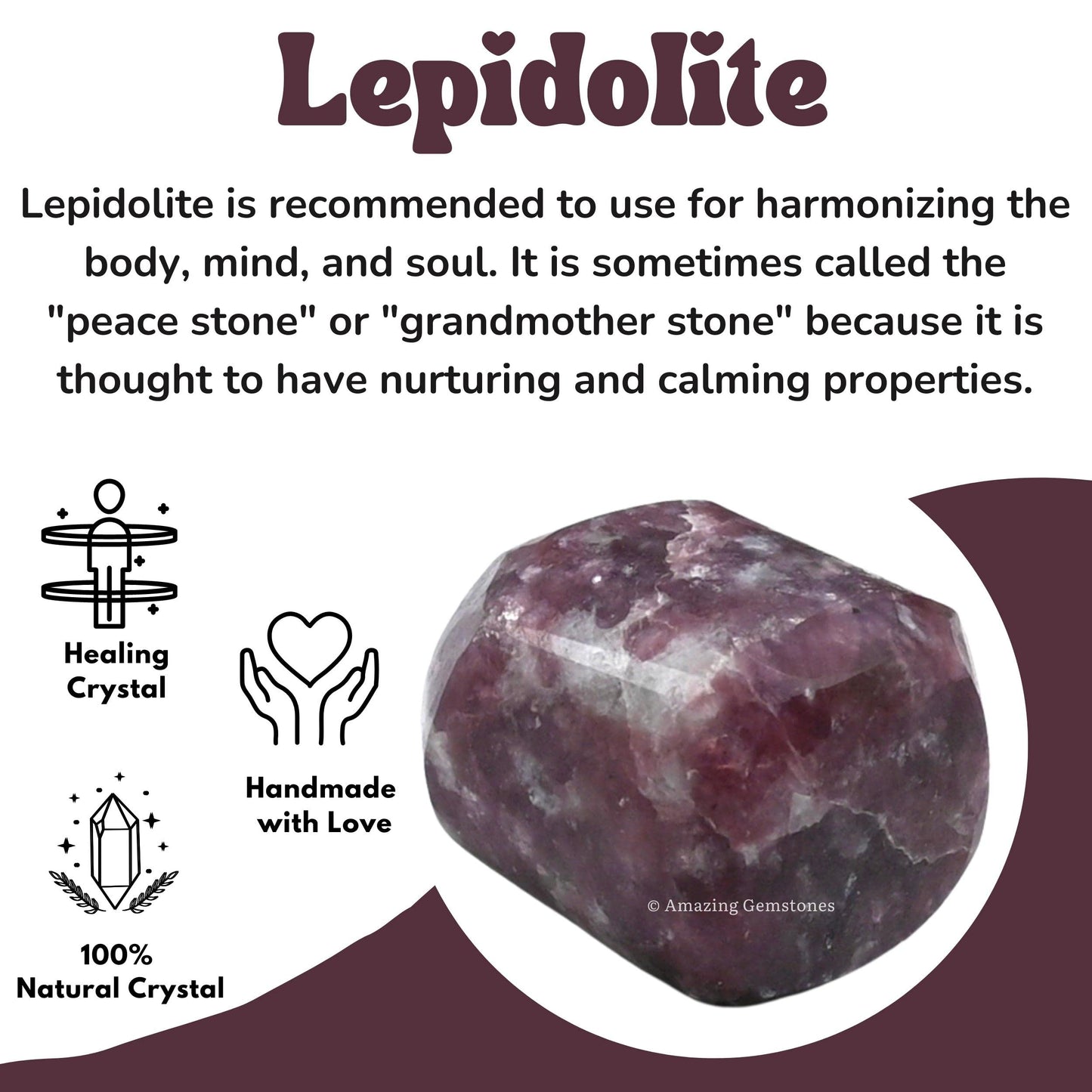 Amazing Gemstone Lepidolite Crystals&Healing Stones - 1oz Lepidolite Stone Gem Stones, Healing Stones for Energy Balance, Stress Relief - Premium Polished Gems Rocks for Meditation&Wellness