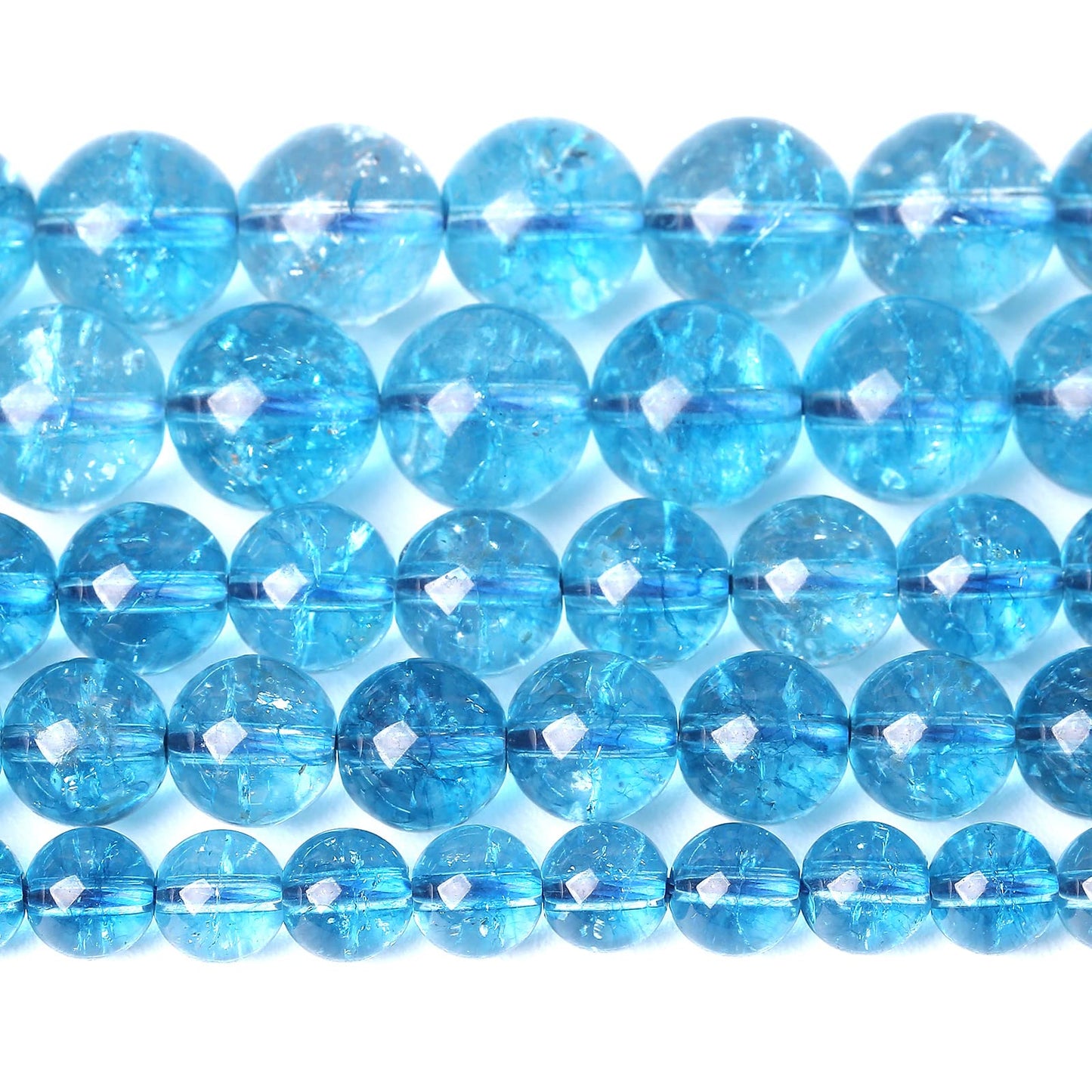 4mm 86PCS Blue Crystal Crackle Quartz Stone Spacer Round Loose Beads for Jewelry Making DIY Bracelet 15 inches Strand