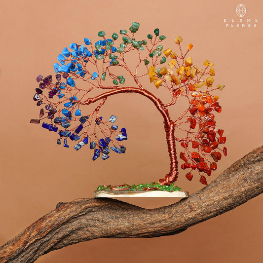 7 Chakra Tree of Life for Home, Office, Room, Wall Decor to Bring Money & Good Luck, Handmade Healing Crystal Tree Gifts for Women, Men, Mom & Dad, Unique Gifts for Birthday & Anniversary