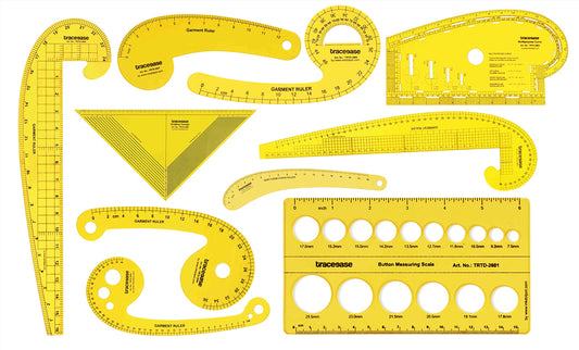 Traceease French Metric Plastic Sewing Tools Metric Curve Shaped Rulers for Designers and Tailors Sewing Ruler Set Tailoring Rulers Lot of 10pcs