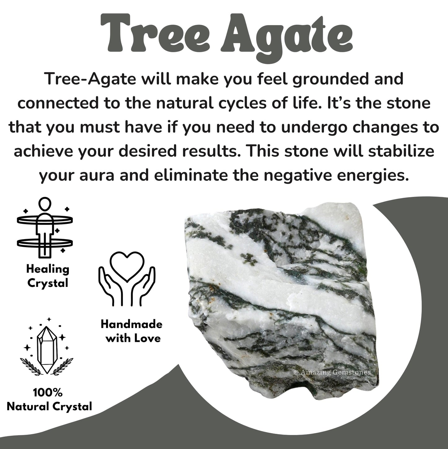 Amazing Gemstone 2 Pieces Tree Agate Raw Crystals and Healing Stones, Natural Rocks for Tumbling and DIY Raw Stones and Crystals