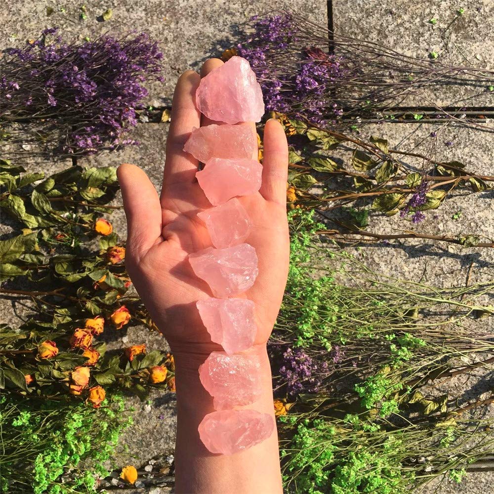 Simurg Raw Rose Quartz Stone 1lb Rose Quartz Rough Crystal ‌Aroma Stone - Rose Quartz Rocks for Cabbing, Tumbling, Cutting, Lapidary, Polishing, Reiki Crystal Healing