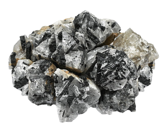 Amazing Gemstone Black Rutilated Quartz Raw Crystals and Healing Stones, Natural Rocks for Tumbling and DIY Raw Stones and Crystals (1 lb)