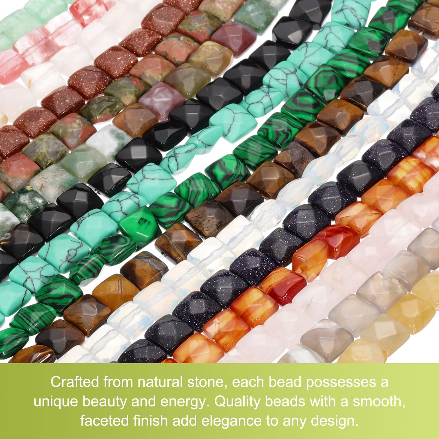PATIKIL 50 Pack Natural Stone Beads, 8mm Faceted Square Agate Beads Bulk Natural Topaz Stones, for DIY Jewelry Making Necklace Bracelet Accessories, 2 Strands, 16 Inches, Yellow