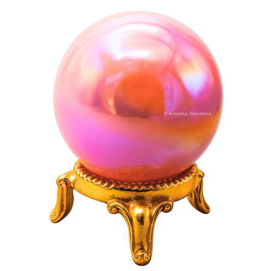 Amazing Gemstone Angel Aura Rose Quartz Crystal Ball with Stand - 2" Inches Crystal Sphere Meditation Balls for Witchcraft and Decorative Balls