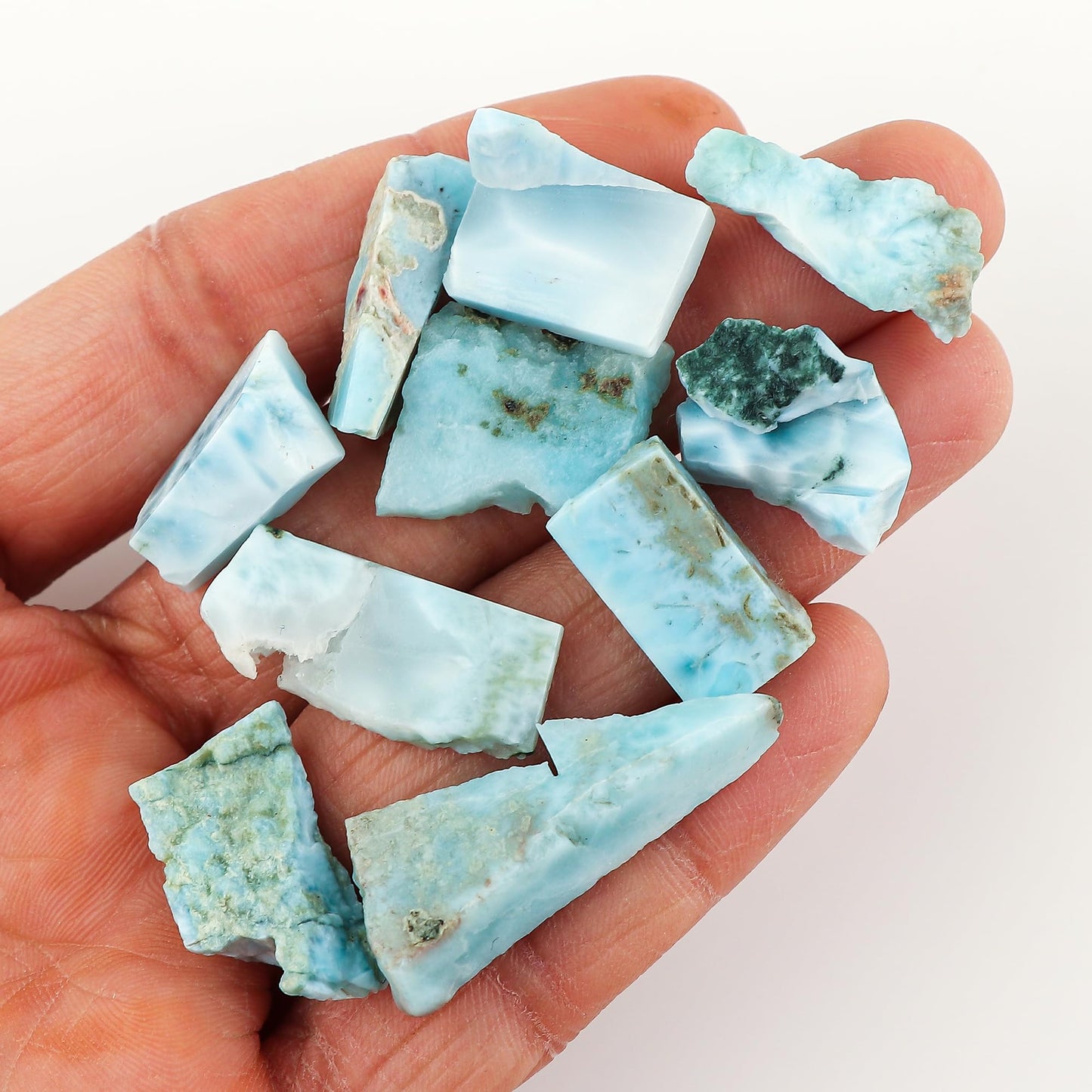 CRYSTALINES 125cts, Wholesale Natural Raw Sky Blue Larimar Gemstone, Pectolite Rough Stone, Bulk Loose Supplies for Jewelry Making, Chakra Healing Crystals, Wire Wrapping, Gem Collection, 10-12pcs