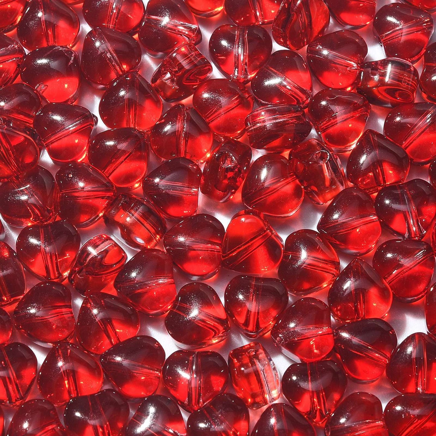 LiQunSweet 100 Pcs Handmade Lampwork Glass Crystal Beads Red Sweet Heart Loose Beads for Jewelry Making