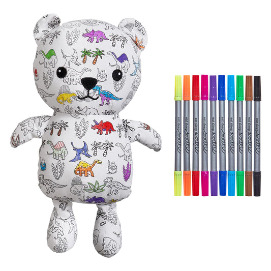 eatsleepdoodle Coloring Bear Plush Toy for Kids – DIY Stuffed Animal with Washable Markers, Reusable Colorable Doodle Teddy Bear for Boys & Girls, Creative Gift for Art & Playtime,Arts & Crafts Toy