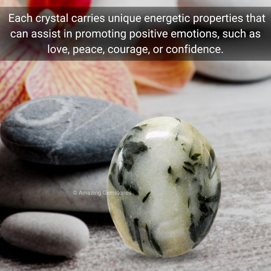 Amazing Gemstone Green Tourmaline in Quartz Crystals and Healing Stones - Large Palm Stone Crystals Piedra - Crystal for Good Luck,Positivity,Meditation - Unique Stocking Stuffers and Birthday Gifts