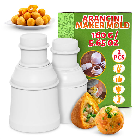 Arancini Maker Mold Set of 2 – 160g/5.65oz Rice Ball Maker Mold, Traditional Italian Rice Balls – Round & Pointed Shapes, Easy Handling, Quick Cleanup | Comfortable Grip for Home or Professional Use