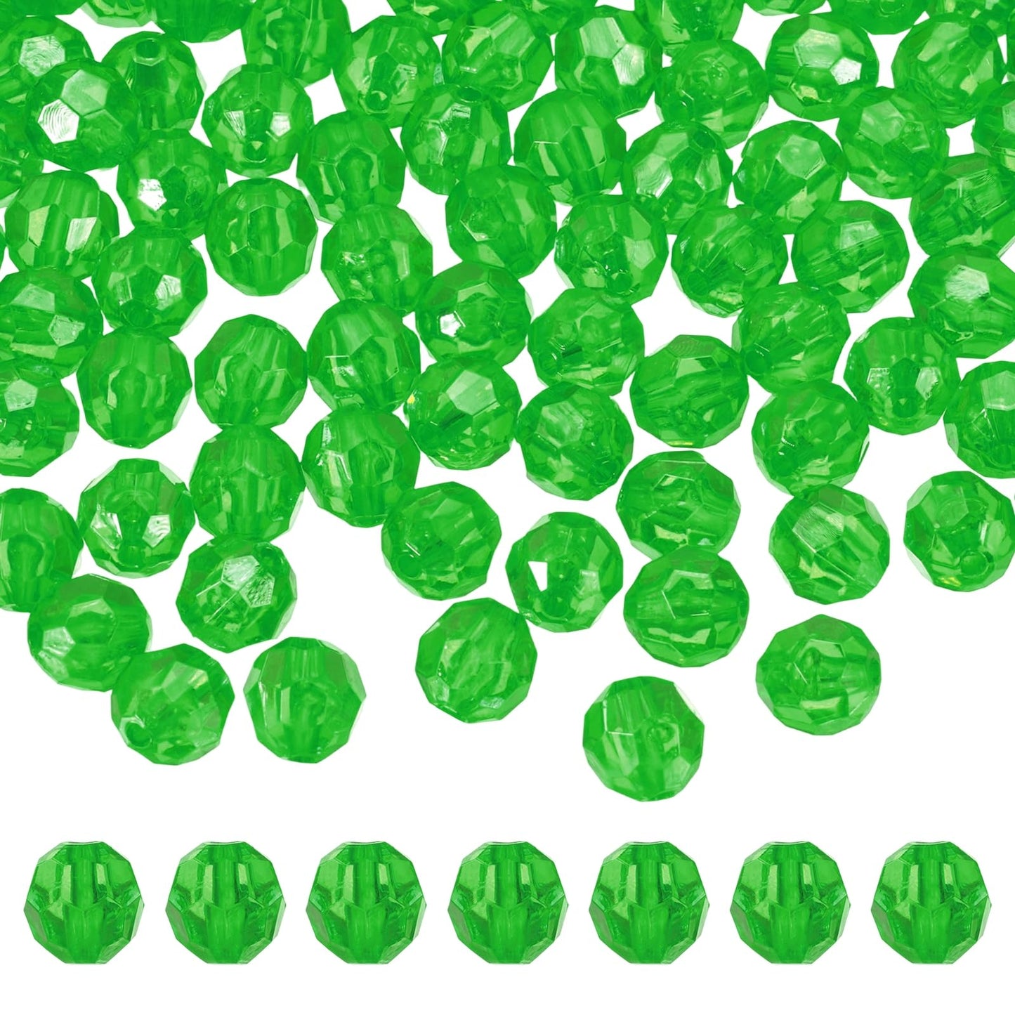 MECCANIXITY 400pcs Czech Faceted Bicone Beads 8mm Glass Spacer Bead Bulk for Jewelry Making & DIY Craft, New Green