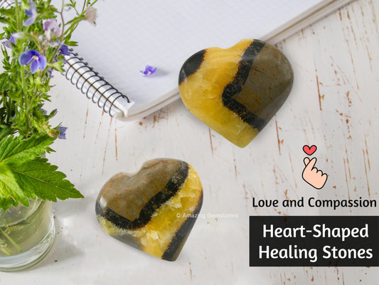 Amazing Gemstone Septarian Crystal Heart Palm Stone - Pocket Massage Worry Stone for Natural Body Chakra Balancing, Reiki Healing and Crystal Grid