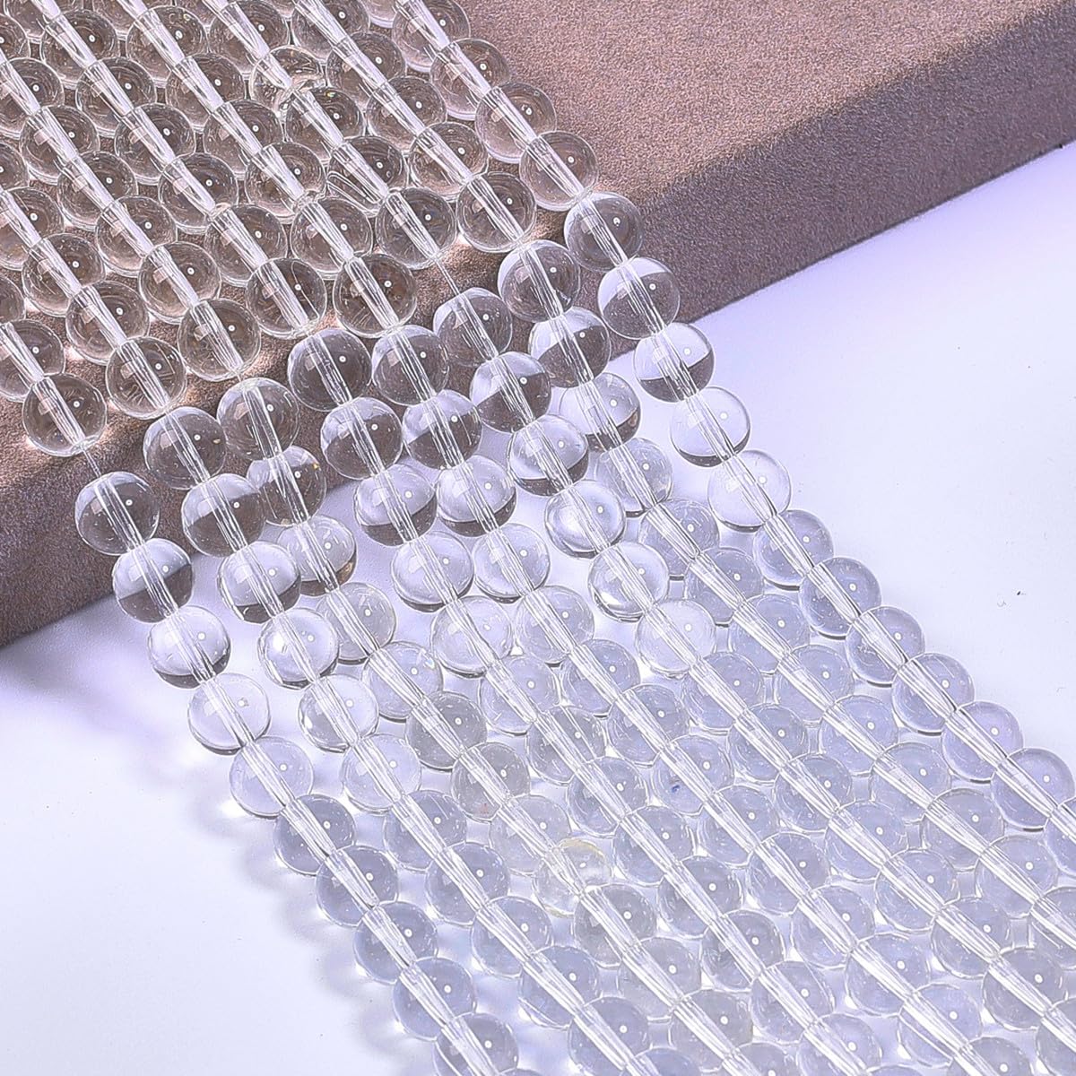 Bxwoum 200PCS Glass Beads 8mm Glass Beads for Jewelry Making Round Loose Beads for Bracelets DIY Crafts (Transparent)