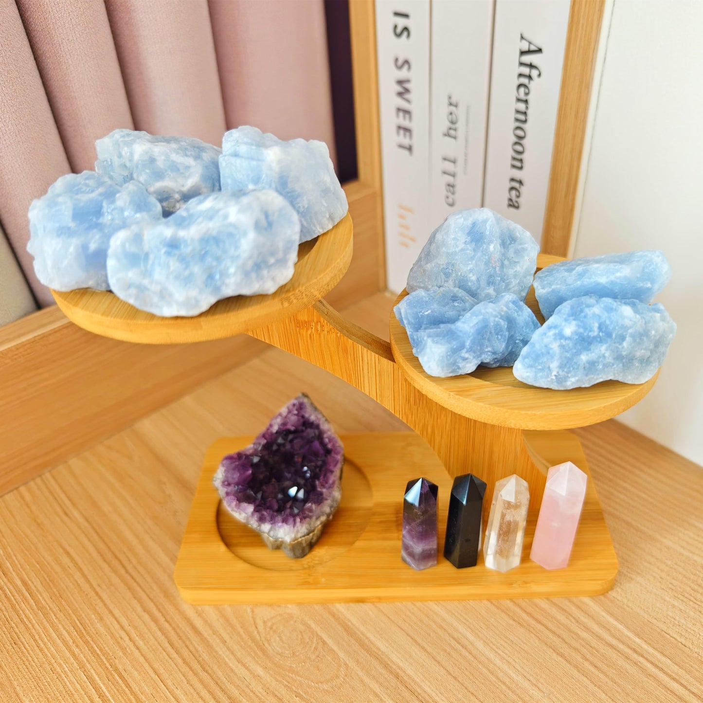 Luckeeper 1 lb Blue Calcite Bulk Raw Crystals and Healing Stones Quartz for Tumbling, Wire Wrapping, Wicca Reiki,Meditation