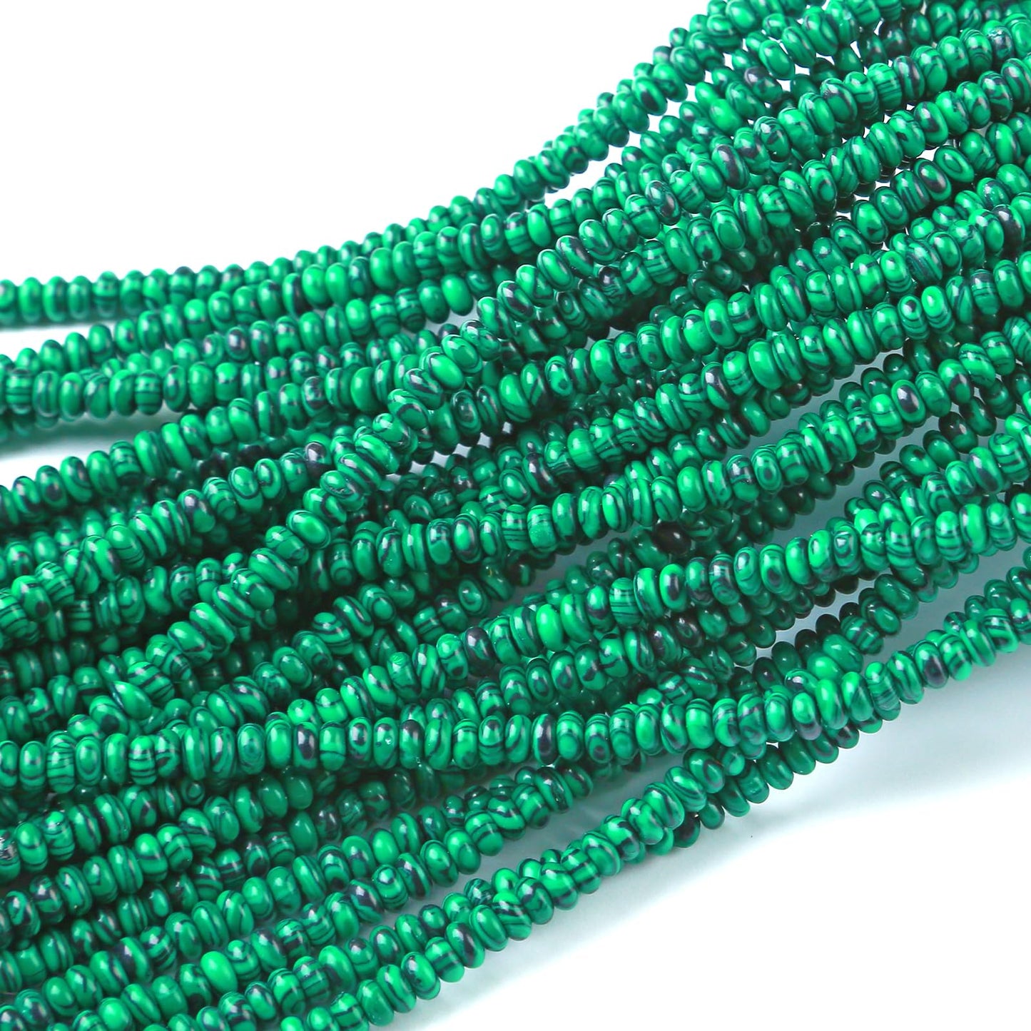 2x4MM 150PCS Malachite Tube Rondelle Abacus Disk Spacer Loose Beads for Jewelry Making