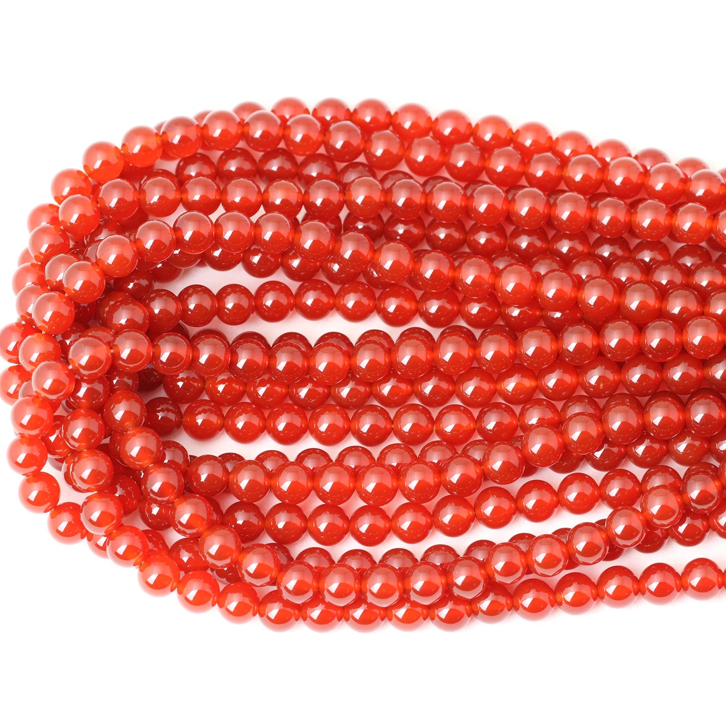 CHEAVIAN 45PCS 8mm Natural Red Agate Gemstone Round Loose Beads for Jewelry Making 1 Strand 15"