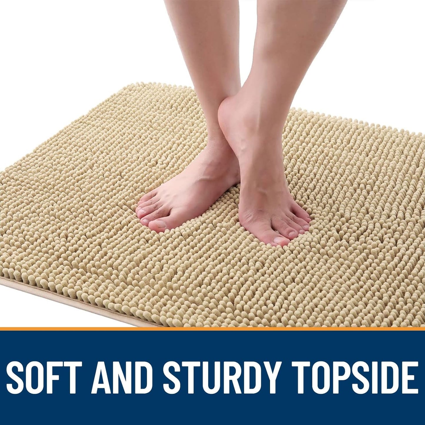 OLANLY Dog Door Mat - Absorbent Non-Slip Washable Chenille Mat for Muddy Paws | 30x17 Inches, Beige