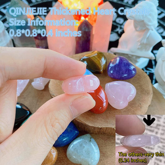 10 PCS Heart Crystals Stones Love Hearts Shaped Healing Crystals Multicolor Rose Quartz Amethyst Colorful Assorted Palm Polished Stone Palm Real Gemstones Set Reiki Energy Balancing Meditation Gift