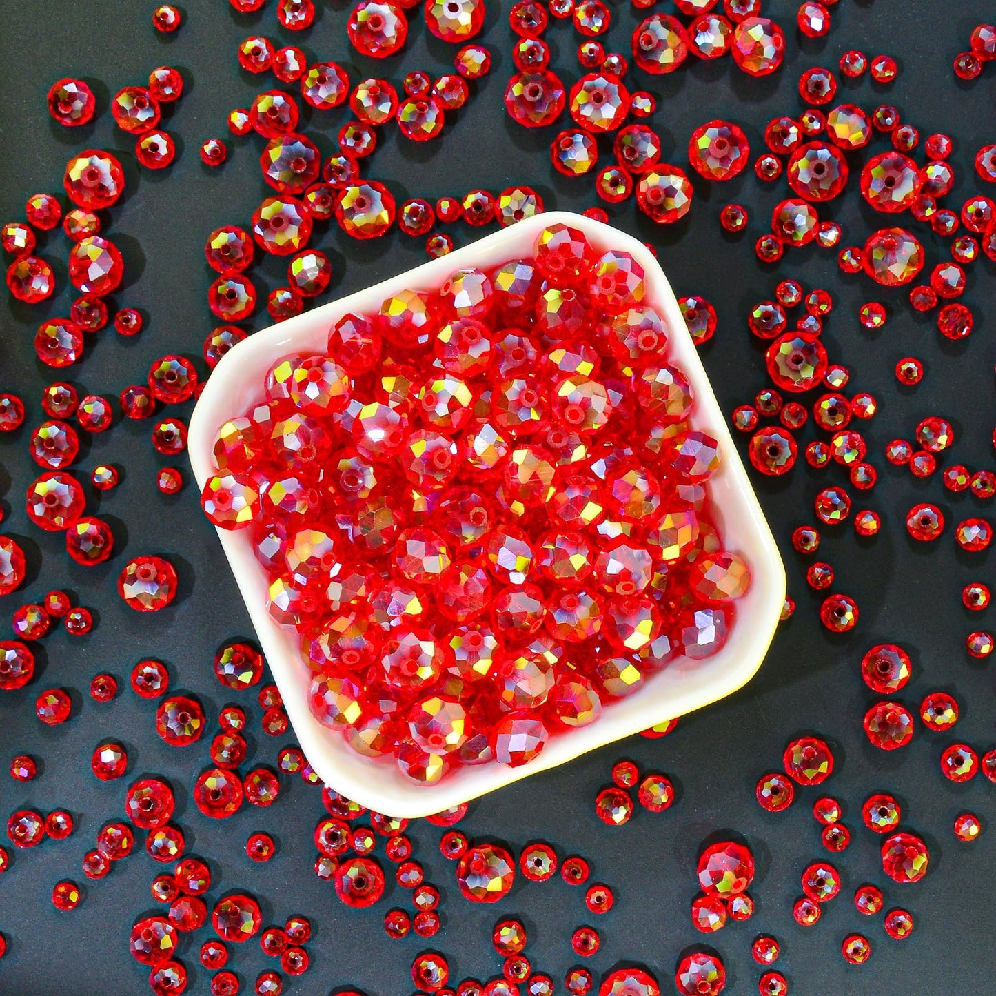 Laopottbeads 220Pcs 10mm Crystal Glass Beads for Jewelry Making Beads for Bracelets Necklace Pendants Making Supplies(Red)