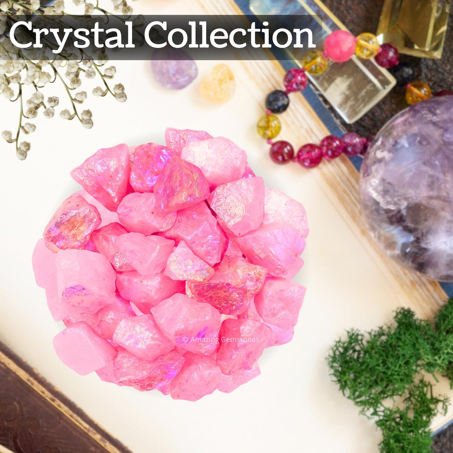Amazing Gemstone Angel Aura Rose Quartz Raw Crystals and Healing Stones, Natural Rocks for Tumbling - DIY Raw Stones and Crystals, 2 Pieces