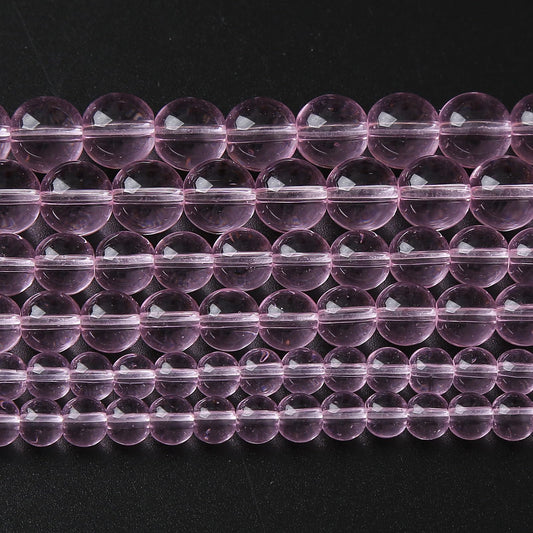 10mm 38pcs Smooth Rose Pink Glass Beads Quartz Crystal Round Loose Beads for Jewelry Making DIY Bracelet Necklace