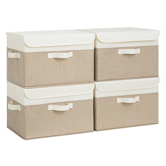 GRANNY SAYS Storage Bins with Lids, Decorative Storage Boxes, Clothes Stoarge Bins, Shelf Baskets, Closet Storage Bins for Clothing, Collapsible Storage and Organization, 4-Pack