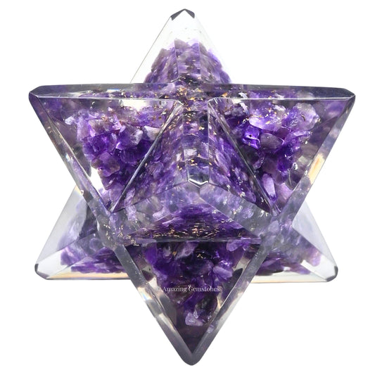 Amazing Gemstone 1 Pcs Amethyst Large Crystal Orgone Merkaba Star for Reiki Healing Meditation and Crystal Grid