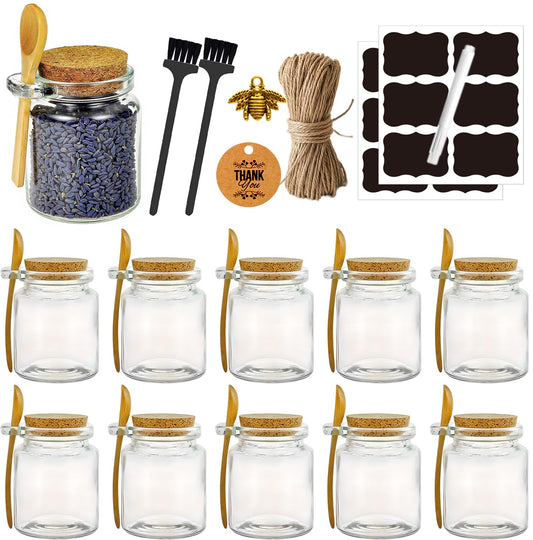 Sugar Scrub Containers, Bath Salt Jar, Spice Jars with Bamboo Spoon, Body Scrub Containers, 8oz Sugar Scrub Jars, Homemade Butter Container W/ Labels and Cleaning Brush, 12 Pack