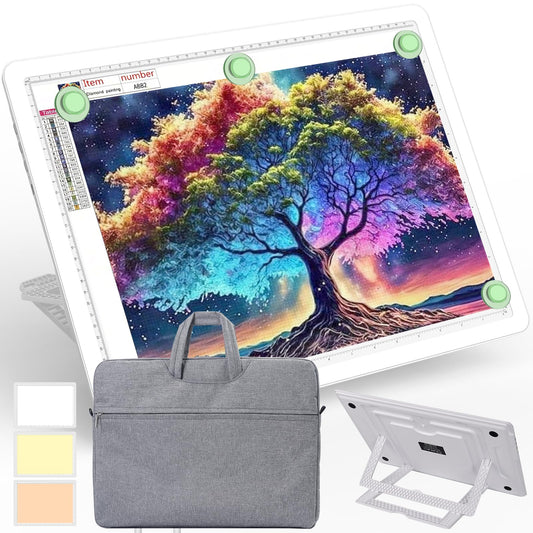 Phylosal Rechargeable A3 Light Pad with Built-in Stand & Bag, Magnetic Tracing Light Box for Drawing, Diamond Art Light Board with Side Button, Super Bright Light Table for Diamond Painting, Sketching