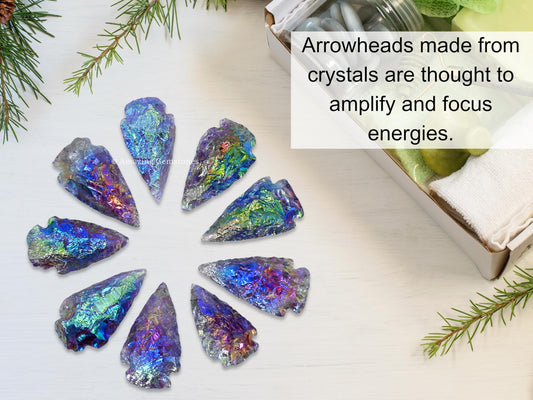 Amazing Gemstone Angel Aura Amethyst Arrowhead, Crystal and Healing Stone Flint Rock Arrow Head - 1 to 1.5 Arrowheads for DIY Project Craft Point Jewelry Making